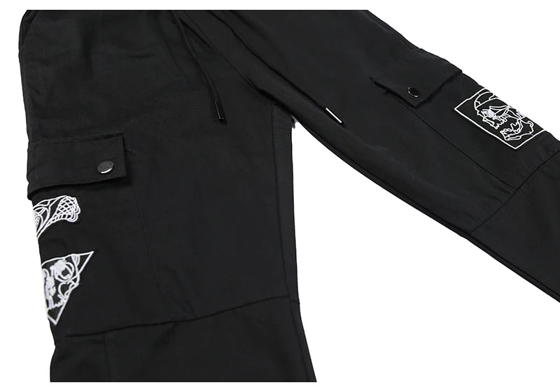 mens casual hip hop joggers side button trouser elastic waist drawstring sweatpants 2019 new cargo pockets streetwear man pants unique joggers style 2437