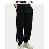 high street loose fit drawstring pants casual spring new trousers black sportswear jogger pants fashion hip hop clothing for men streetwear sweatpants