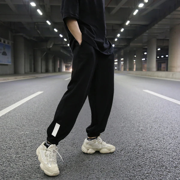 high street loose fit drawstring pants casual spring new trousers black sportswear jogger pants fashion hip hop clothing for men relaxed fit joggers