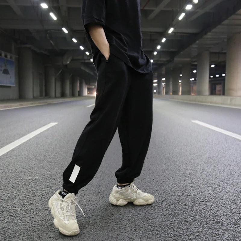 high street loose fit drawstring pants casual spring new trousers black sportswear jogger pants fashion hip hop clothing for men relaxed fit joggers