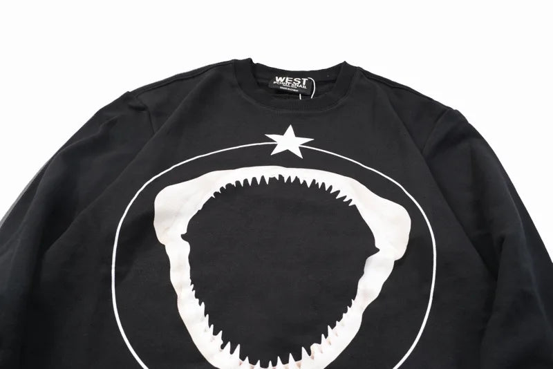 New 2019 Men Shark Teeth Bone Gentleman Hoodies Hoody Hooded Sweatshir