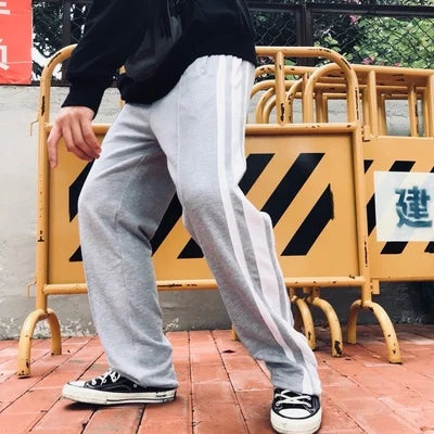 bottom zipper wide leg pants mens fashion straight trousers new loose hip hop streetwear men casual spring summer long pant unique default style 2306