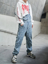 hip hop denim suspender trousers 2019 spring mens new fashion embroidery denim jeans jumpsuit loose straight casual pants denim street jeans
