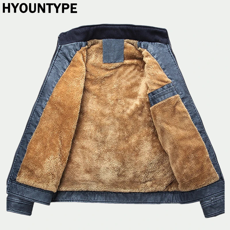 retro leather jacket men stand collar locomotive coat autumn winter casual plus size motorcycle male warm biker outerwear bro - variant style ad1958 for streetwear fashion