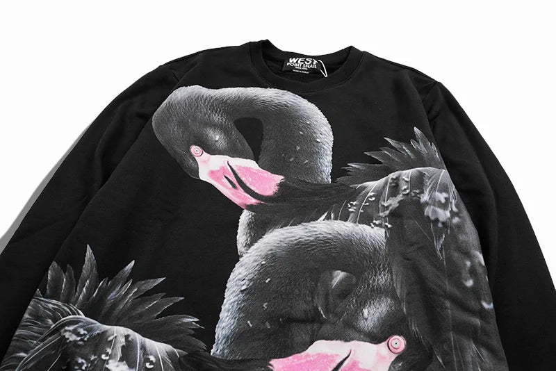 New High High Men Flamingo Swan Hoodies Hoody Hooded Sweatshirts Velve