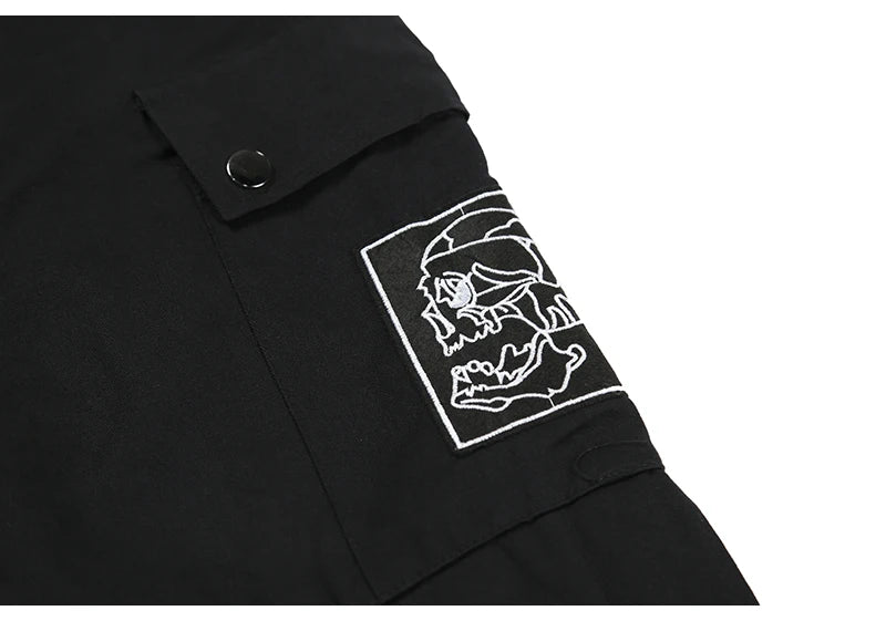 mens casual hip hop joggers side button trouser elastic waist drawstring sweatpants 2019 new cargo pockets streetwear man pants unique joggers style 2439