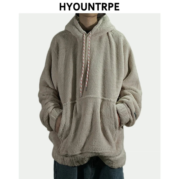 Warm Hoodies Mens 2018 Autumn Winter Hairy Sweatshirts Hip Hop Casual