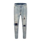 fashion designed slim fit ripped biker jeans hi street mens distressed denim joggers knee holes washed destroyed jeans men pants unique joggers style 1670