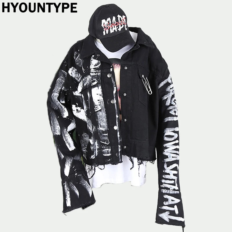 wear essential print fashion premium quality hop design urban unisex streetwear style 26077c everyday material - designer-irregular-hand-painted-ripped-denim-jacket-coat-mens-hip-hop-autumn-outerwear-fashion-black-jean-streetwear-jackets casual oversized hip fit graphic image style high streetwear design ID fd1ac