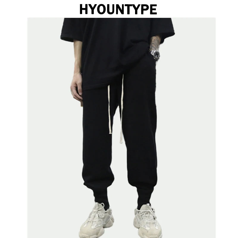 high street loose drawstring pants casual autumn new trousers black sportswear jogger pants fashion hip hop clothing for men sporty tapered joggers