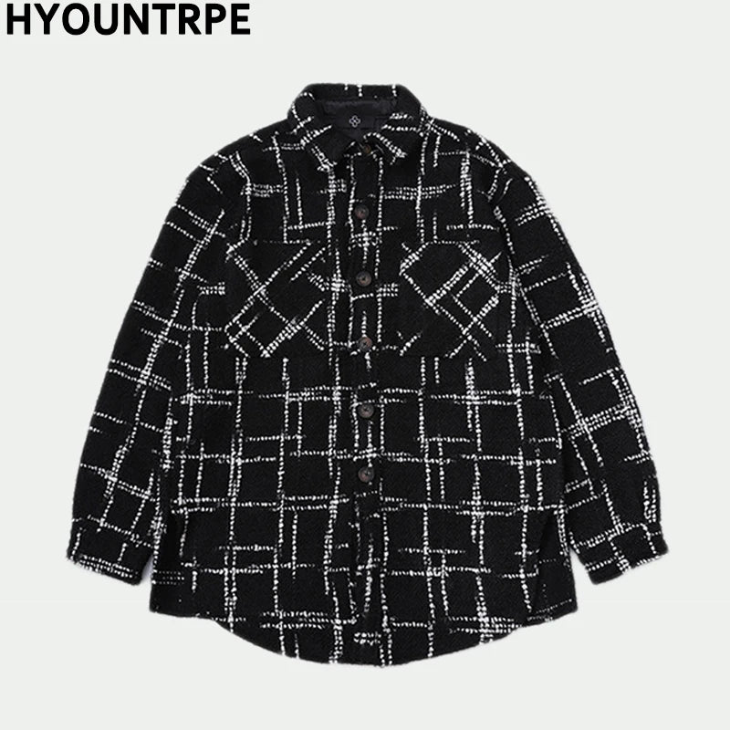 menswear fashion piece featuring fashion plaid shirt parkas jackets men single breasted long sleeve top hip hop loose coats 2018 new autumn warm outerwear jacket design – premium quality jacket for men