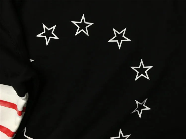 New High Striped Stitching Star Unisex Hoodies Hoody Hooded Sweatshirt
