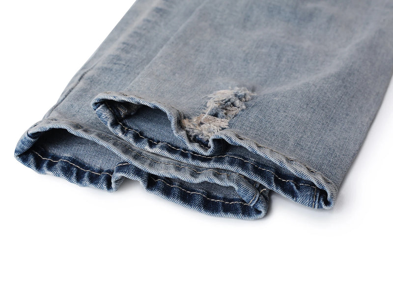 fashion designed slim fit ripped biker jeans hi street mens distressed denim joggers knee holes washed destroyed jeans men pants unique joggers style 1688
