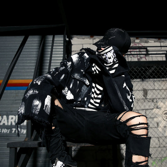 designer-irregular-hand-painted-ripped-denim-jacket-coat-mens-hip-hop-autumn-outerwear-fashion-black-jean-streetwear-jackets high everyday print fit design hip unisex premium quality image casual essential material style style oversized streetwear wear - 2cd67e graphic urban fashion hop streetwear design ID b5498