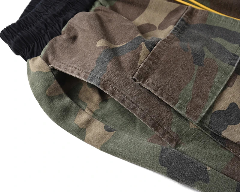 camouflage cargo pants men vintage side multi pocket button mens camou straight trousers streetwear military overalls for male unique cargo style 2097