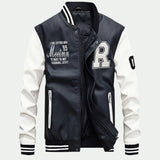 Embroidery Baseball Jackets Mens Fashion Pu Leather Coats 2018 New Hip Hop Streetwear Winter Warm Bomber Jacket Outwear