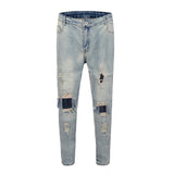 fashion designed slim fit ripped biker jeans hi street mens distressed denim joggers knee holes washed destroyed jeans men pants unique joggers style 1683
