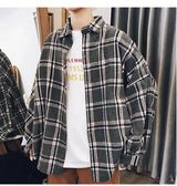 LAPPSTER Y2k Harajuku Harajuku Plaid Shirt 2023 Man Streetwear Fleece Shirts Long Sleeve Mens Vintage Korean Fashions Clothes
