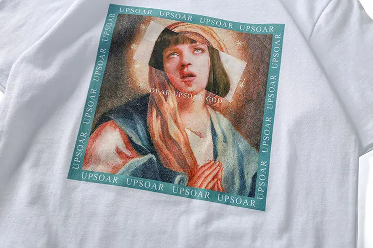 Y2K Graphic Tee – Gonthwid Virgin Mary Mens T Shirts 2023 Funny Printed – Modern Streetwear for Everyone