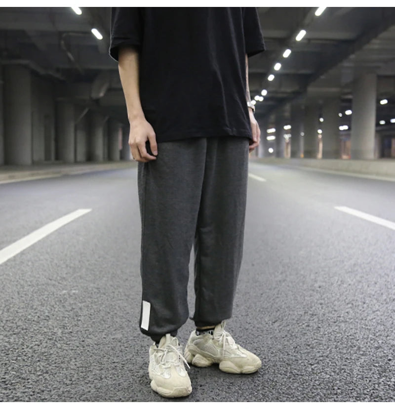 high street loose fit drawstring pants casual spring new trousers black sportswear jogger pants fashion hip hop clothing for men unique joggers style 1500