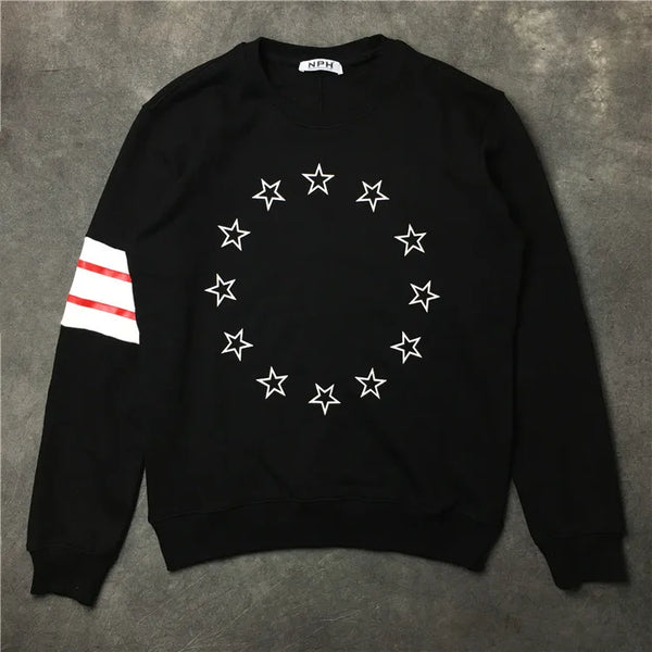 New High Striped Stitching Star Unisex Hoodies Hoody Hooded Sweatshirt