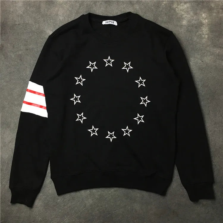 New High Striped Stitching Star Unisex Hoodies Hoody Hooded Sweatshirt
