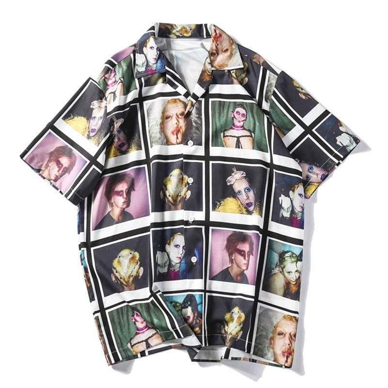 "Two Face" Unisex Men Women Streetwear Graphic Button Shirt Daulet Apparel