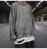 high street vintage wash sweater men loose knitted pullovers long sleeve hip hop oversize sweaters autumn casual jumper knitwear streetwear fashion hoodie, urban wear with bold artwork, high quality cotton pullover