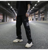 mens casual hip hop joggers side button trouser elastic waist drawstring sweatpants 2019 new cargo pockets streetwear man pants unique joggers style 2425