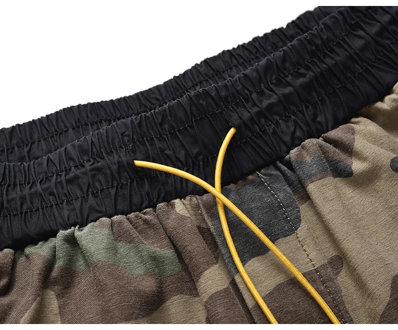 mens camouflage hip hop pants bottom button pockets cargo trousers fashion elastic waist drawstring sportswear streetwear jogger unique joggers style 3443