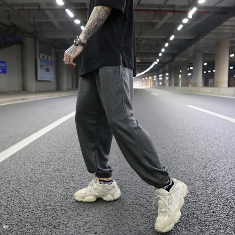 high street loose fit drawstring pants casual spring new trousers black sportswear jogger pants fashion hip hop clothing for men sporty tapered joggers