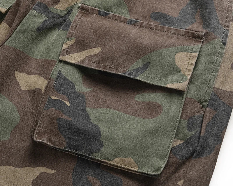 camouflage cargo pants men vintage side multi pocket button mens camou straight trousers streetwear military overalls for male unique cargo style 2099