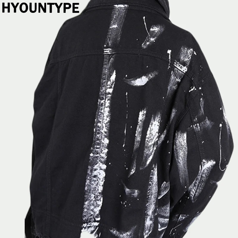 image high print urban casual designer-irregular-hand-painted-ripped-denim-jacket-coat-mens-hip-hop-autumn-outerwear-fashion-black-jean-streetwear-jackets graphic 9208b7 hop design style premium oversized unisex quality style essential fashion hip - wear everyday material fit streetwear streetwear design ID a56d4