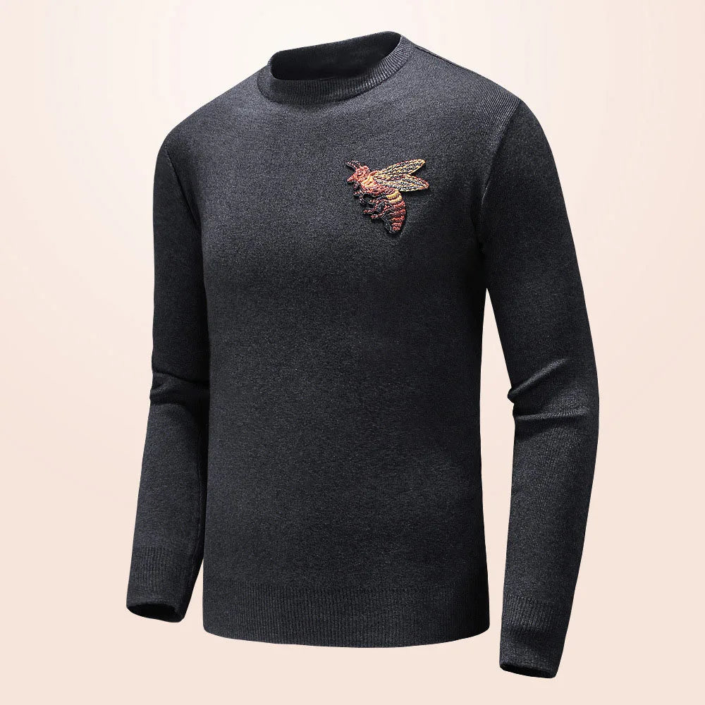 grunge knit sweater with heavyweight fabric, layered urban look for cold weather, street fashion menswear trend for seasonal 