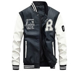 Embroidery Baseball Jackets Mens Fashion Pu Leather Coats 2018 New Hip Hop Streetwear Winter Warm Bomber Jacket Outwear