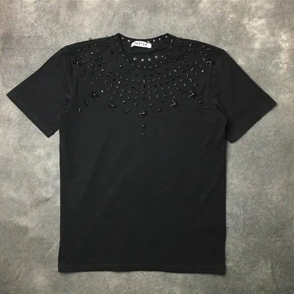 Harajuku Oversized Shirt – High New 2017 Men Metal Drill Hot Drill Rivet Star T – Urban Streetwear for Men & Women