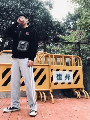 bottom zipper wide leg pants mens fashion straight trousers new loose hip hop streetwear men casual spring summer long pant unique default style 2307