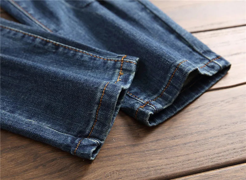 mens knee pleated ripped denim jeans fashion patchwork camouflage retro blue motorcycle trousers hiphop streetwear biker pants unique jeans style 1062