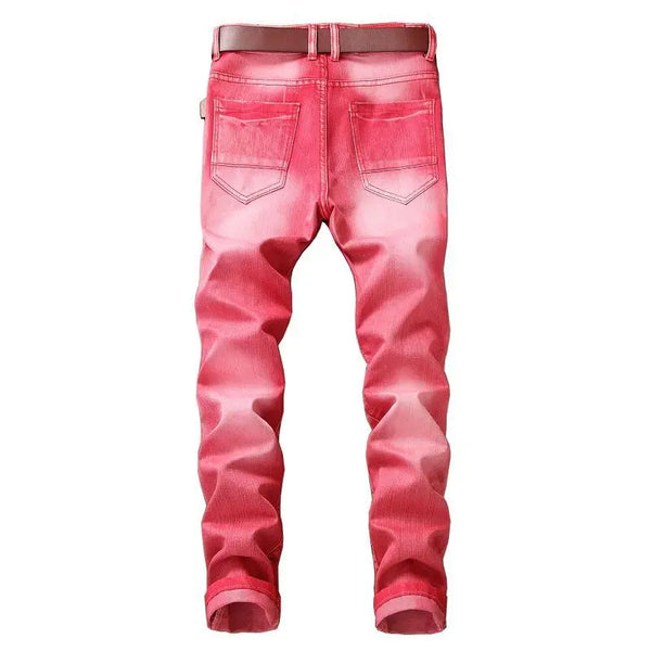 fashion ripped biker jeans denim distressed trousers slim fit zippers hip hop jeans motorcycle pants casual streetwear for men unique jeans style 1911