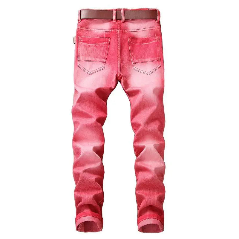 fashion ripped biker jeans denim distressed trousers slim fit zippers hip hop jeans motorcycle pants casual streetwear for men unique jeans style 1911