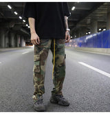 mens camouflage hip hop pants bottom button pockets cargo trousers fashion elastic waist drawstring sportswear streetwear jogger unique joggers style 3436