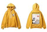 Embroidery Funny Cat Hoodies Sweatshirt Men Hip Hop Winter Fleece Pull