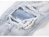 bottom zipper knee holes denim jeans destroyed ripped slim mens biker jeans new men fashion streetwear hip hop pants joggers unique joggers style 3413
