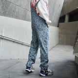 hip hop denim suspender trousers 2019 spring mens new fashion embroidery denim jeans jumpsuit loose straight casual pants unique jeans style 883
