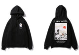 Embroidery Funny Cat Hoodies Sweatshirt Men Hip Hop Winter Fleece Pull