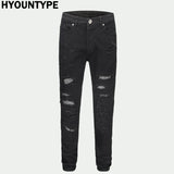graffiti printed ripped destroied denim jean mens distressed biker jeans with sequins 2018 fashion high street slim pants jogger unique joggers style 3329