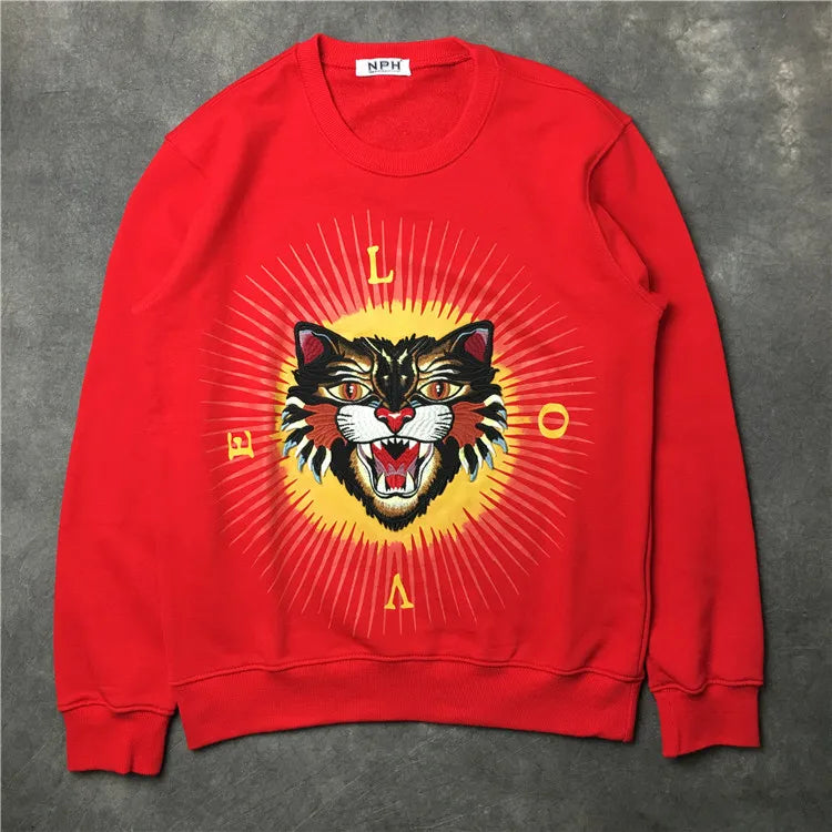 New Baolideng Men Tiger Embroidery Morden Gentleman Hoodies Hoody Hood