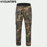 mens camouflage hip hop pants bottom button pockets cargo trousers fashion elastic waist drawstring sportswear streetwear jogger unique joggers style 3426