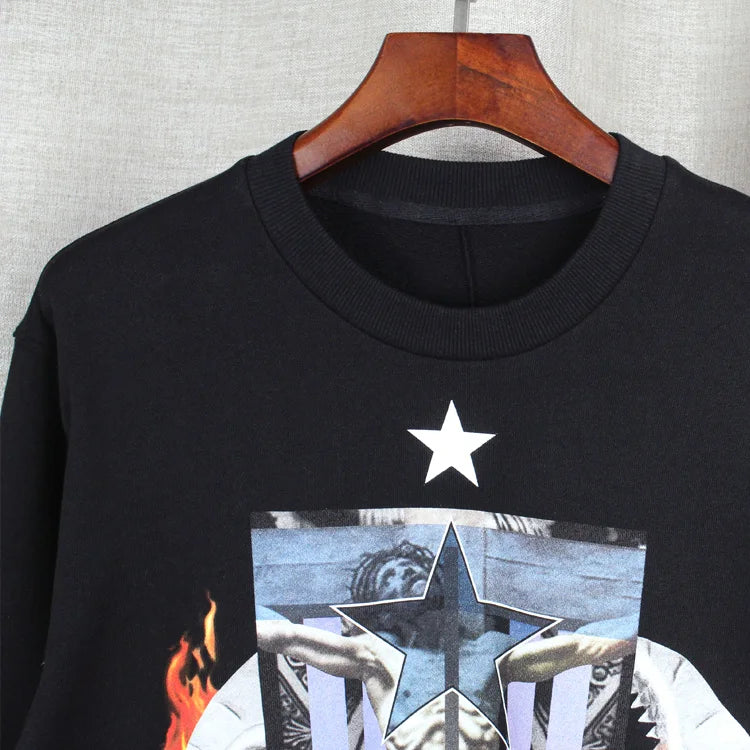 New High Flame Cross Jesus Star Unisex Hoodies Hoody Hooded Sweatshirt
