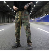 mens camouflage hip hop pants bottom button pockets cargo trousers fashion elastic waist drawstring sportswear streetwear jogger unique joggers style 3432